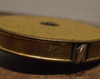 Vintage Lufkin Brass Case 75 foot Cloth Tape Measure