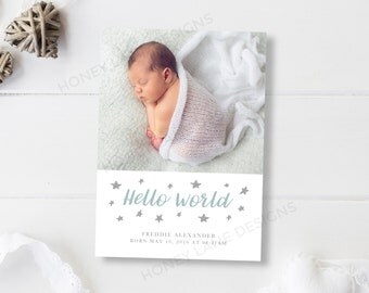 Personalised Birth Announcement Card, Baby Freddie, Printable, PDF, Baby Boy, Baby Girl - BA22
