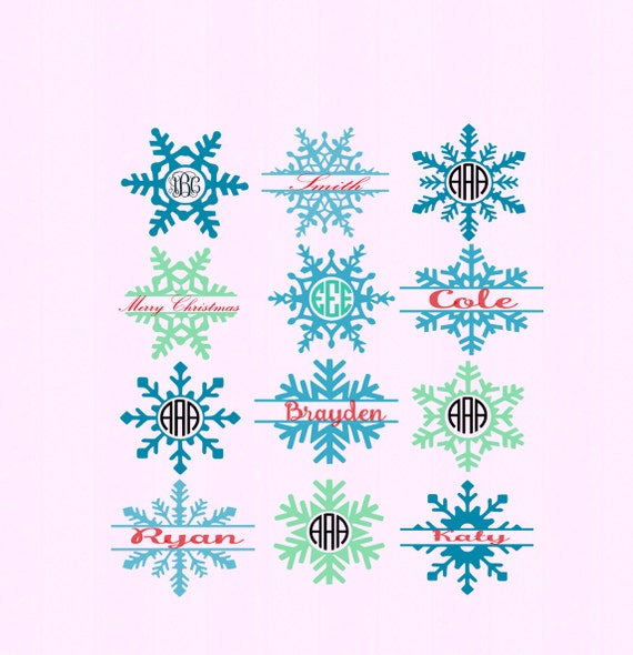 Download Snowflake SVG Monogram Frames Svg Eps Png by JenCraftDesigns