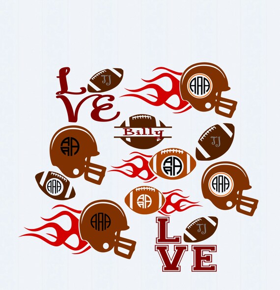 Download Football Monogram SVG dxf jpg png Vector Cut by ...