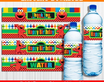 Sesame street water bottle label | Etsy