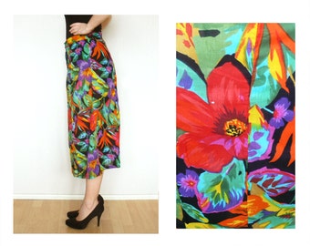 African print skirt, floral skirt - midi skirt