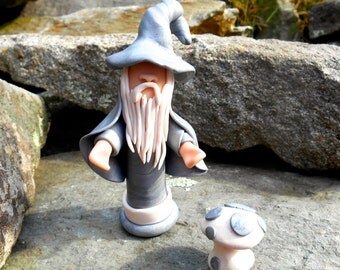 Wizard, Fairy Garden Wizard, Polymer Clay Gnome, Terrarium Wizard, Polymer Mushroom, Magic Mushroom, Tree Gnome, Warlock