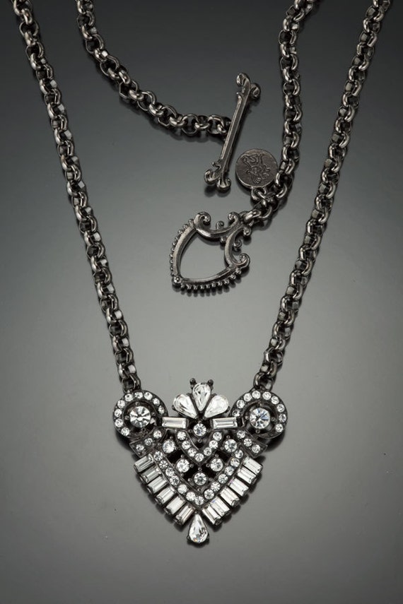 Gunmetal Art Deco Dress Clip Necklace