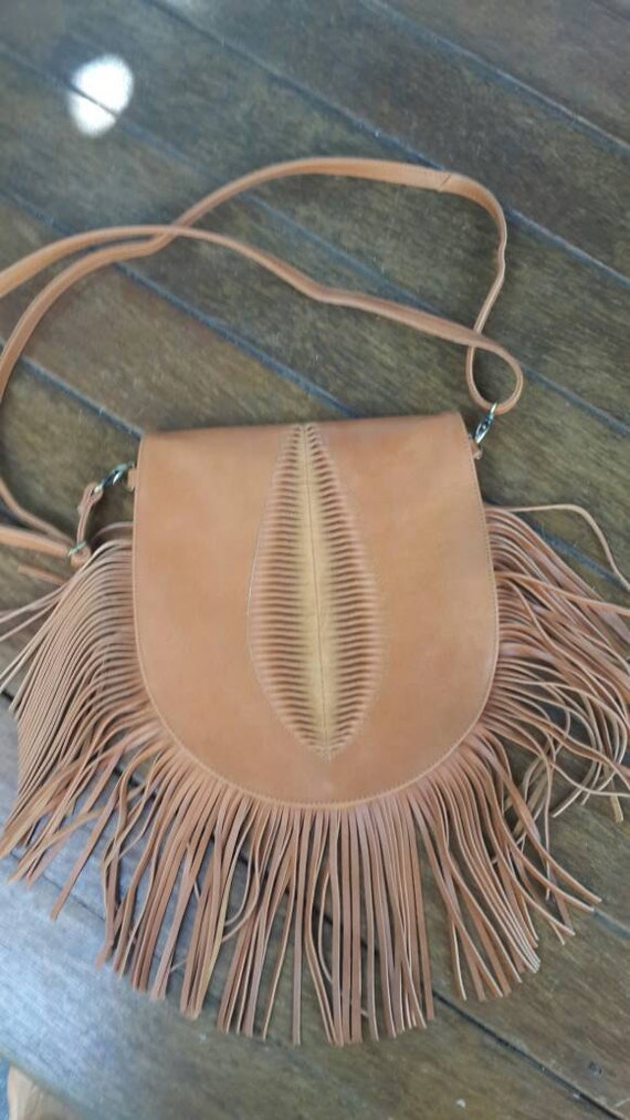 Leather tassel shoulder Bag fringe messenger bag by EllennJames