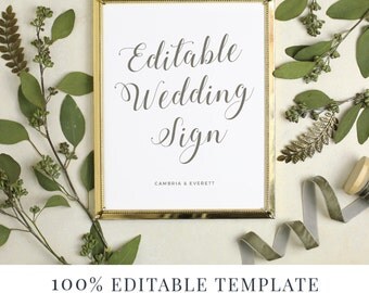Wedding Sign Template, Editable Sign, Favor Sign, Guestbook Sign, Cards and Gifts, Grecian, Greek Inspired, Greece, Instant DOWNLOAD