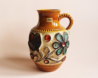 Vintage Vase. West German Pottery. Bay Ceramic. WGP. Vase ancien. Amphora. Brown Vase. Coffee Vase. Floral Vase. 95-25. Mid Century Modern