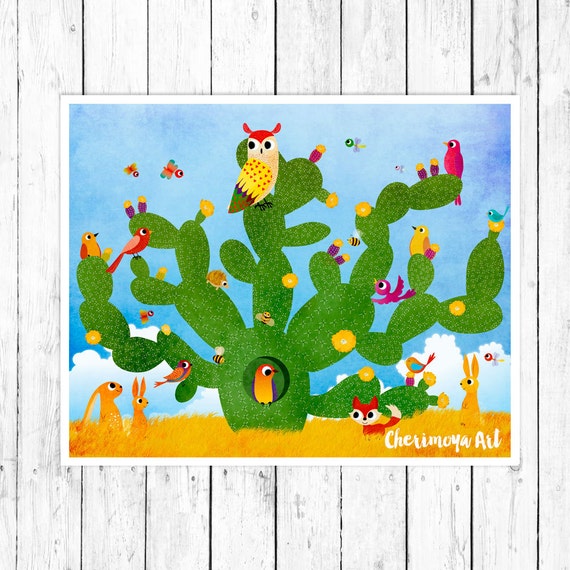 Cactus Wall Art Print Nursery Wall Art Desert Nursery Decor Cactus Art
