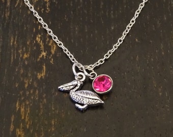 Pelican pendant amulet 925 sterling silver necklace charm