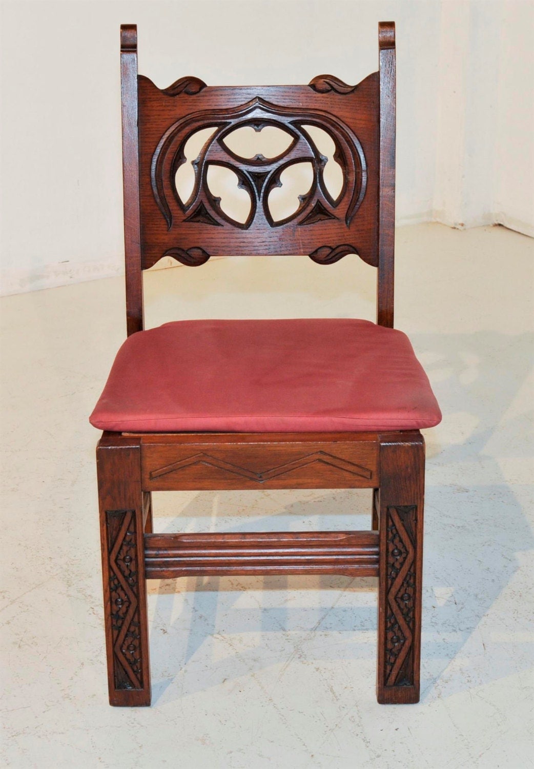 Gothic Chairs 4 Gothic Dining Chairs Carved Backs Solid by Thegatz