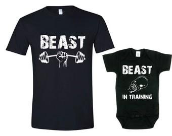 Matching Father Son Shirts Beast / Beast in Training Shirt Son Baby Bodysuit Matching Family Shirts First Fathers Day Mens Shirt, Bodysuit