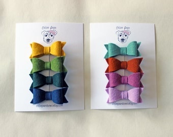 The Harper Mini Wool Felt Bow Clip | Choose Your Own Colors | toddler hair clips | baby hair clips | felt bow clips | wool felt hair bows