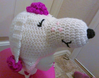 Crochet Fifi hat Snoopy's girlfriend crochet dog hat