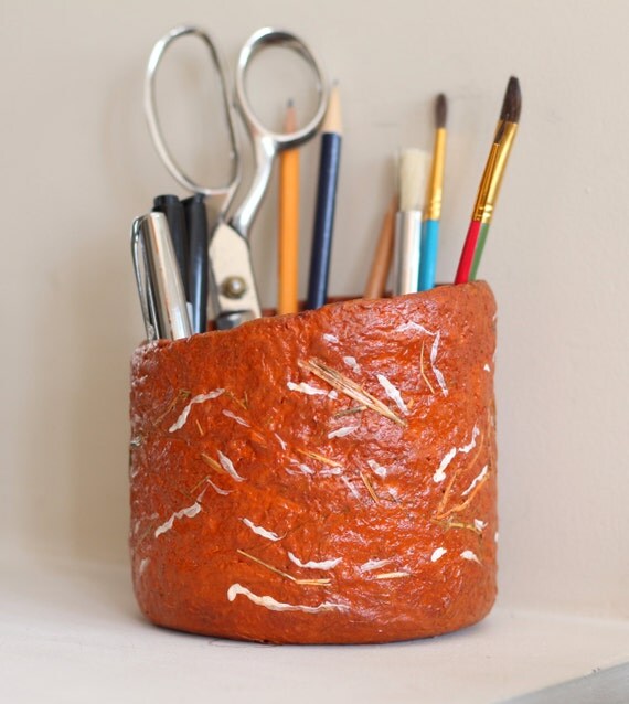 Unique pencil cup pencil holder paper mache desk organizer