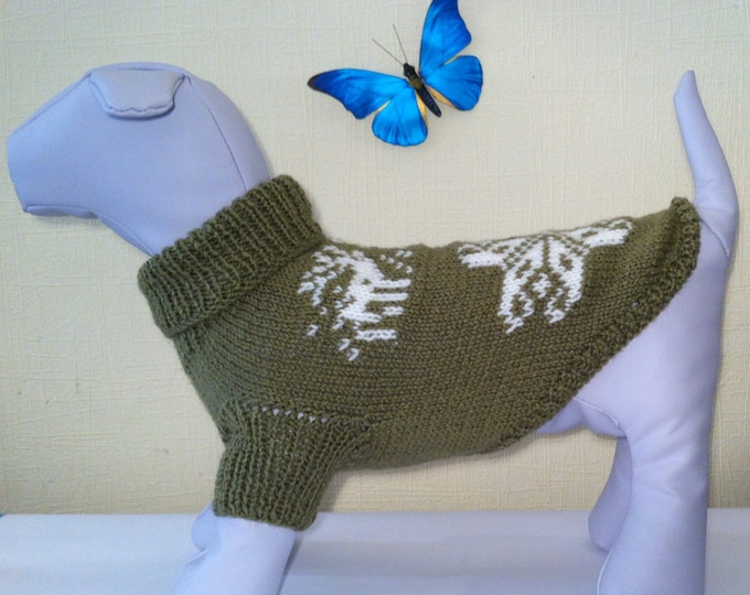 Knit Winter Sweater For Big Dog. Handmade Knit Dog Clothing. Sweater For Pet Dog. Size L