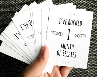DIGITAL Mini Funny Baby Milestone Cards - Set of 12 - Monochrome - Children's Photo Props - Unisex - Baby Shower and Pregnancy Gift