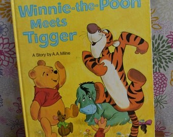 Vintage Winnie-the-Pooh Meets Tigger/Walt Disney Presents/A Story by A.A.Milne/A Golden Book/Large hardcover Fifth Printing 1972/Piglet/Roo
