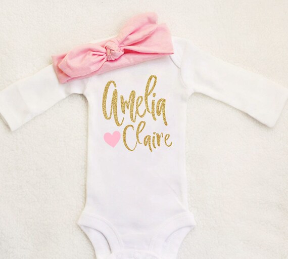 Personalized baby girl onesie Name onesie by TrendyBabyClothesnco