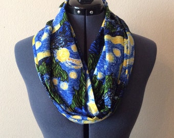 Starry Night Infinity Scarf / The Starry Night / Art Work / Classic / Infinity Scarf / Starry Night Scarf / Vincent Van Gogh