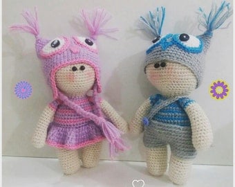 Amigurumi pattern children with hat owl