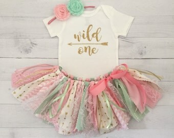 Second Birthday Peach Mint and Gold Two Cute Birthday Outfit