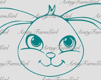 Cute Bunny Face SVG Cut File