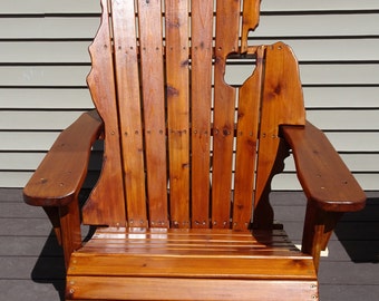 Michigan Adirondack Chairs with Upper Peninsula Side Table and