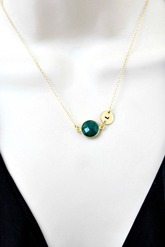 Emerald Necklace Birthstone Necklace by IrinasGemsandStamps