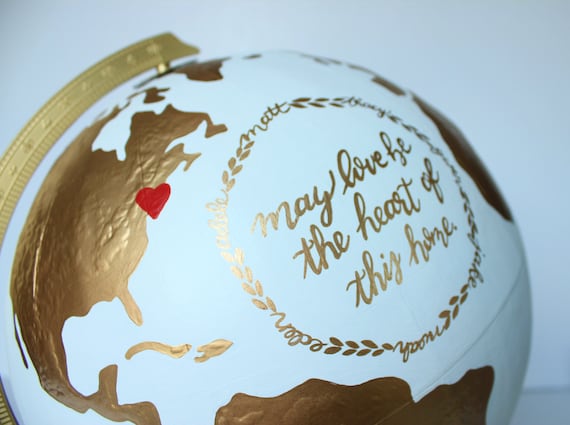 Custom Globe â Hand Painted with Continents and Quote/Lyrics/Bible Verse of Your Choice â Home Decor, Office Decor, Gift â 12" Diameter