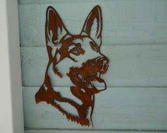 German Shepherd Head / German Shepherd Gift/ Dog Garden Art / Dog Garden Decoration / Dog Lover Gift / Dog Garden Wall Hanger / Rusty Metal