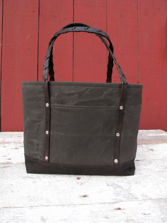 Waxed Canvas Tote Bag Recycled Horse Tack Waxed Canvas Bag