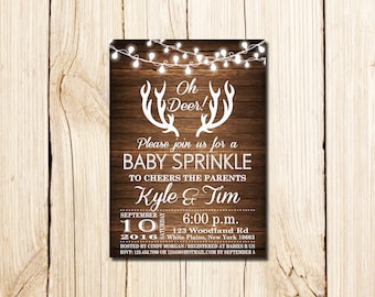 Baby Sprinkle Invitation, Oh Deer, Rustic Baby Sprinkle Invitation, Deer, Baby Boy Sprinkle Invitation