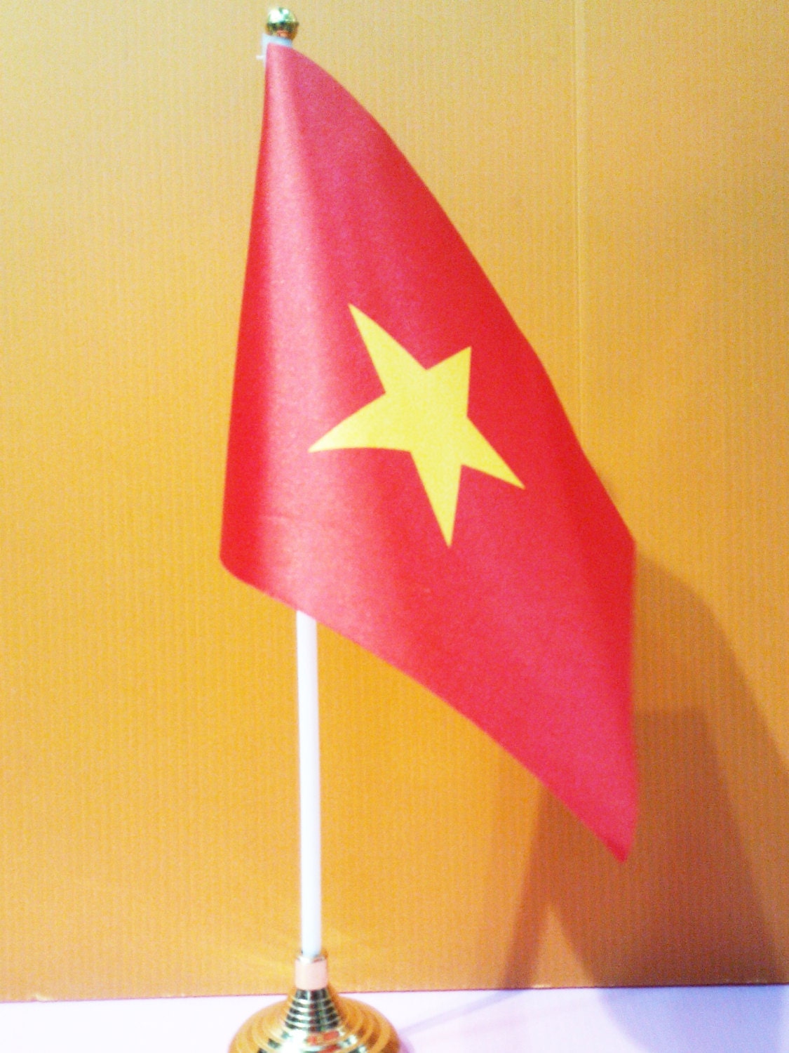 A5 Size Vietnam Flag with Pole and Base