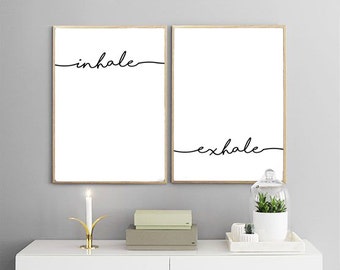 INHALE EXHALE PRINTABLES | Breathe Print, Yoga Print, minimalist art, namaste, meditation, yoga, scandinavian