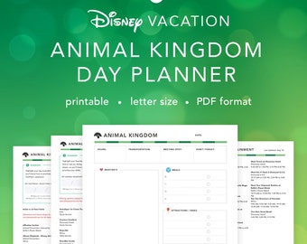 Disney Vacation Animal Kingdom Planner | Daily Planning Sheet with Quick Reference Guides for Attractions and Dining | INSTANT DOWNLOAD