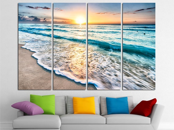 Sunset Beach Wall Art Tropical Print Ocean View Beach Canvas