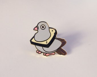 bread pigeon enamel pin