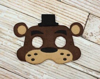 Freddy Mask - felt Five Nights at Freddy's mask for Birthday Parties, Halloween, Dress-up, Freddy Halloween Mask, Freddy Halloween Costume
