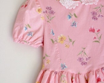 vintage girls dress Laura Ashley 2t 3t pink floral party dress