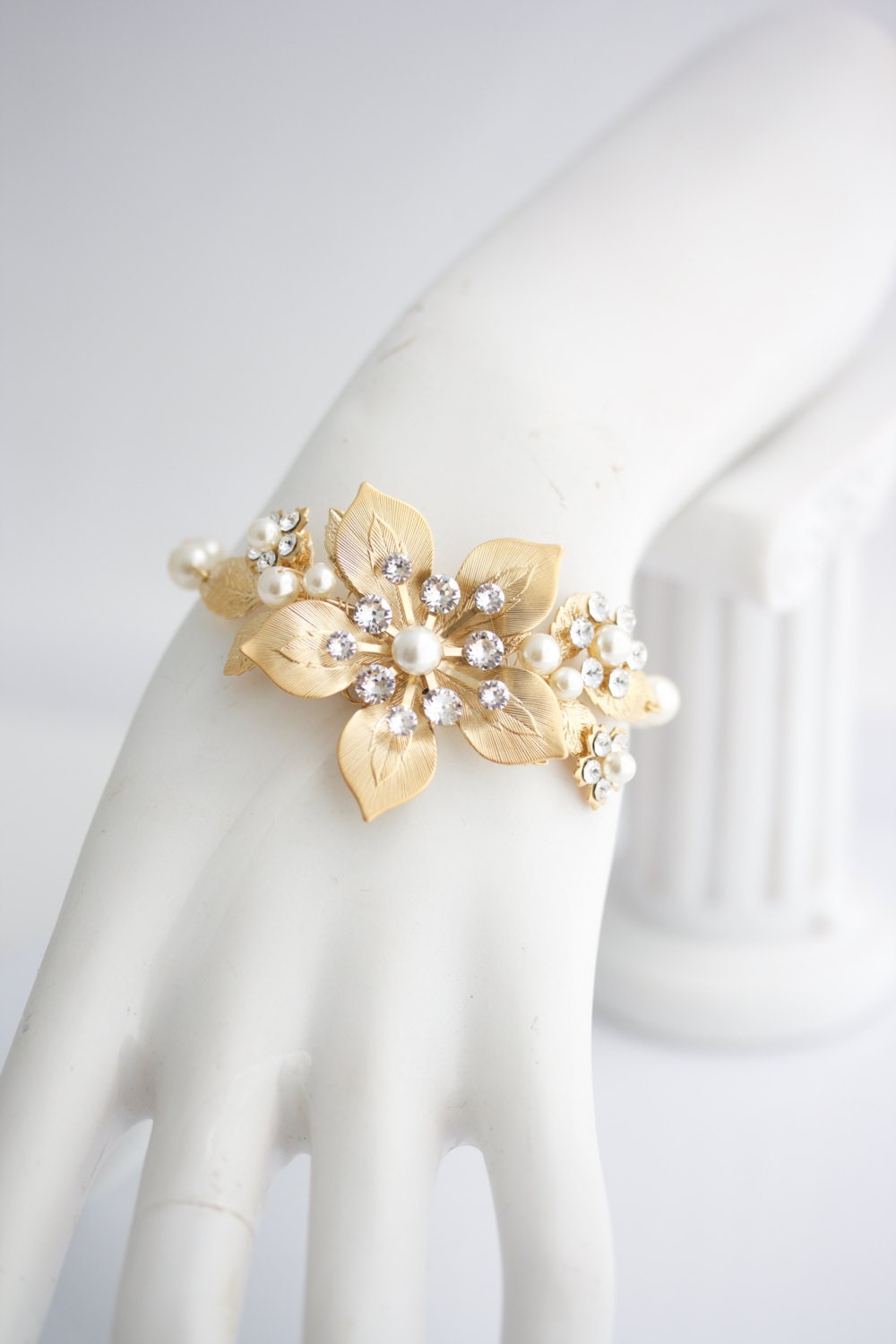Wedding Bracelet Bridal Wrist Corsage Bracelet Matte Gold