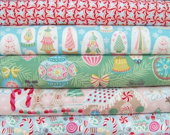 9 Fat Quarters Bundle of Sugar Rush and Vintage Noel Christmas Fabrics ~ 2.25 yards total
