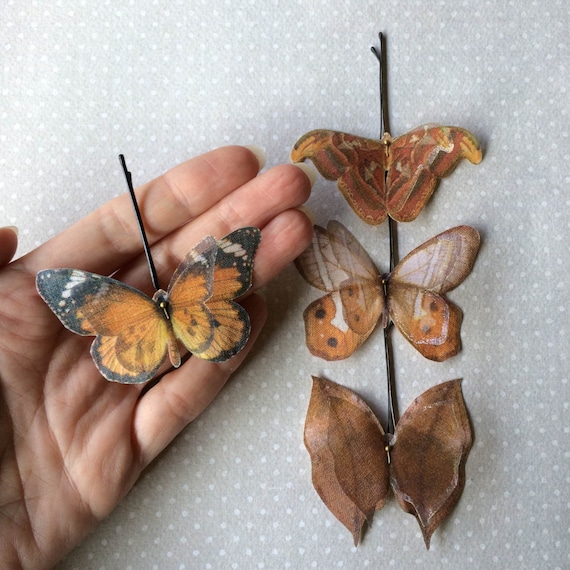 Organza & Jewel Artificial Butterflies Pink or Brown 