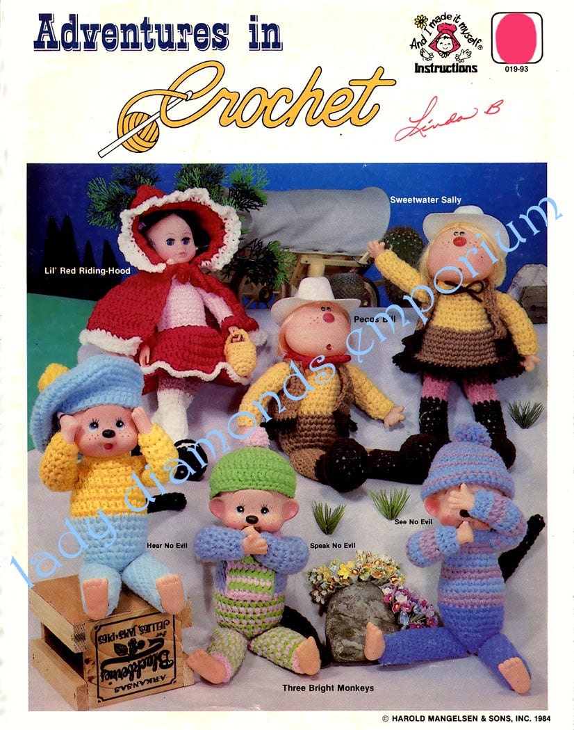 Adventures in Crochet Vintage 80's Doll Pattern Book 16