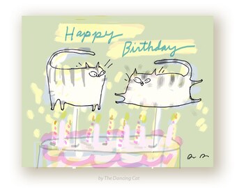 Lets Celebrate Birthday Cat Card Funny Birthday Card