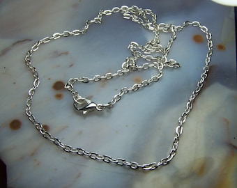 18 inch silver chains - silver plated curb oval link sturdy chains - 3 x 2 mm - lead nickel free alloy - lobster clasp finished 1 10 100
