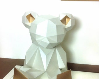 Bigger Better Teddy Bear 3d papercraft. You get PDF digital file with this improved template and instruction for DIY minimalist Teddy Bear.