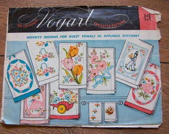 Vintage 50s 60s Vogart Embroidery Transfers 121 Flowers man woman unused