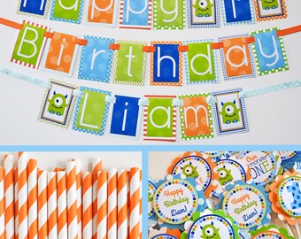 Monster Birthday Party Decorations Package Fully Assembled | Monsters Theme | Monster Party Banner | Our Little Monster | First Birthday |