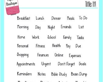 Planner Stamps - Title It for Your Erin Condren, Inkwell Press - Clear Stamps - Morning Day Night, Header Boxes, Happy Planner, Clear Stamps