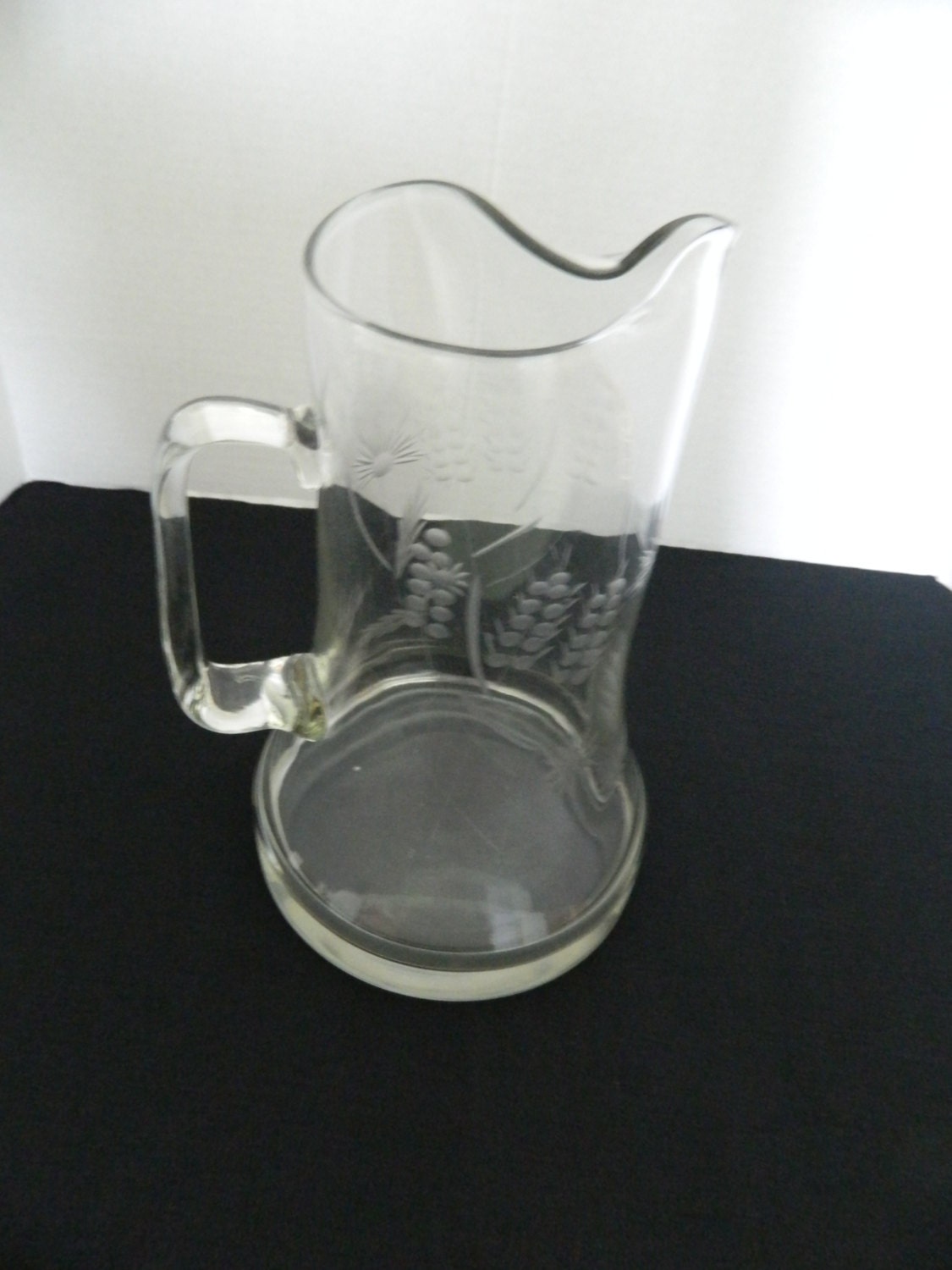 Martini Pitcher Lead Crystal Etched Heavy Bottom Applied